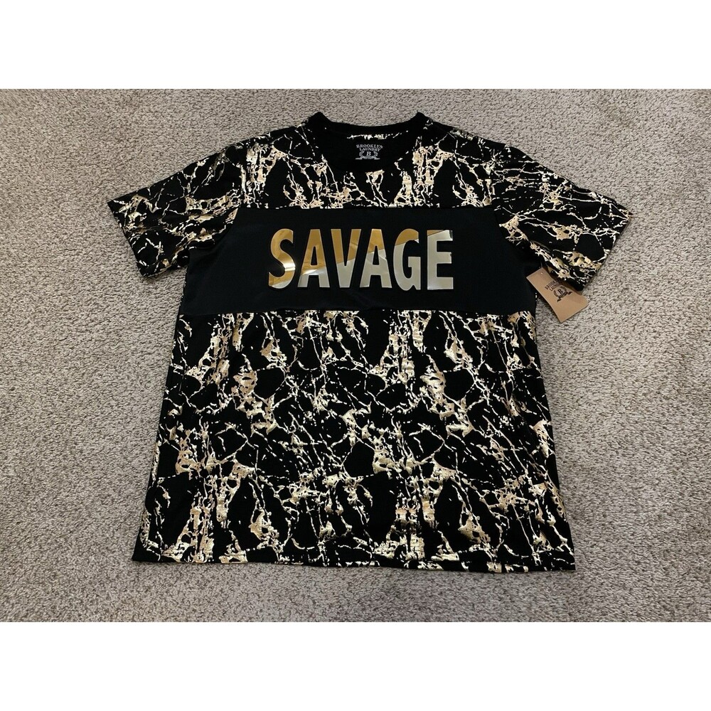 Brooklyn Laundry SAVAGE T-Shirt Gold & Black Unisex Adult Size 2XL